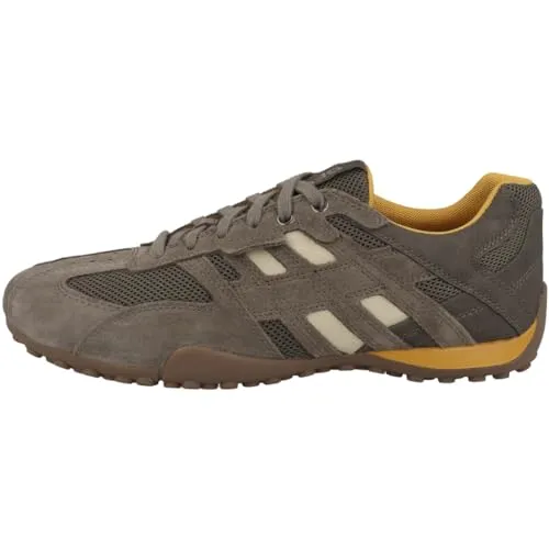 Geox Herren Uomo Snake A Sneaker, Dove Grey/LT Taupe, 45 EU - Herren-Sneaker aus hochwertigem Leder mit atmungsaktiver Sohle für optimalen Komfort und Style im Alltag.
