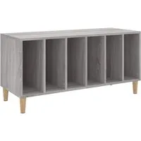 vidaXL Plattenschrank Grau Sonoma-Eiche 100x38x48 cm - Kommode für die stilvolle Aufbewahrung von Schallplatten, gefertigt aus hochwertigem Holzwerkstoff mit stabiler Oberplatte für Plattenspieler.
