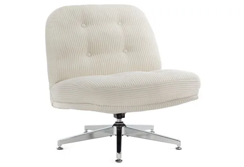 IWMH Bürostuhl Dick - Bequemer Drehstuhl ohne Rollen - Drehstuhl ohne Rollen, ideal für Schlafzimmer und Wohnzimmer. Mit 15cm dickem Sitzkissen aus Cordstoff für ultimativen Komfort beim Lesen oder Entspannen.