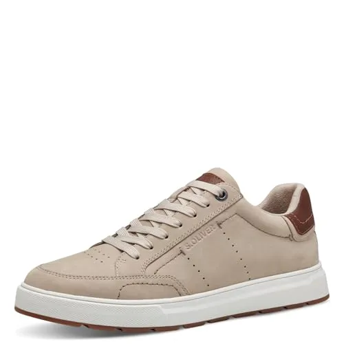 s.Oliver Herren Sneaker 5-13656-44, beige, Größe 43 - Sneaker aus atmungsaktivem Nubukleder und Synthetik, ideal für Freizeit und Sport mit herausnehmbarer Innensohle für optimalen Tragekomfort.