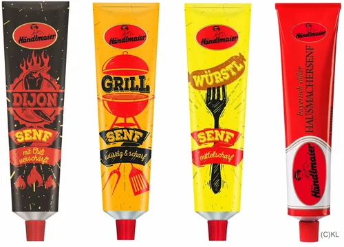 Viererlei Senf von Händlmaier 4 x 200ml Tube