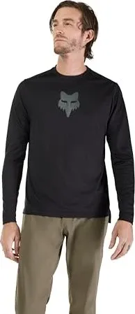 Fox MTB-Jersey Langarm Ranger Fox Head - Schwarz - Herren Bike-Jersey Langarm in Schwarz, aus 100% Polyester, ideal für Mountainbike-Fans, sorgt für hohen Tragekomfort und Atmungsaktivität.