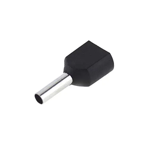 Produktbild SeKi Zwillingsaderendhülsen 2x1,5mm², Schwarz – 100 Stück | Isolierte Twin Aderendhülsen für sichere Kabelverbindungen | Für Elektroinstallationen, Schaltschrankbau & KFZ | Hochwertige Verarbeitung