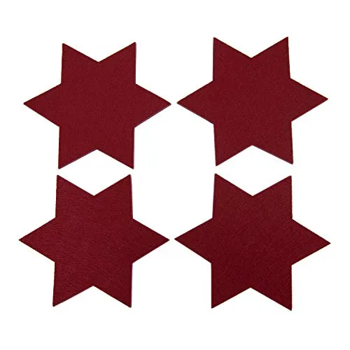 Oblique-Unique® Filzuntersetzer Sterne 4er Pack Weinrot Ø 15cm für Tisch und als Deko zu Weihnachten Glasuntersetzer Weihnachtsdeko