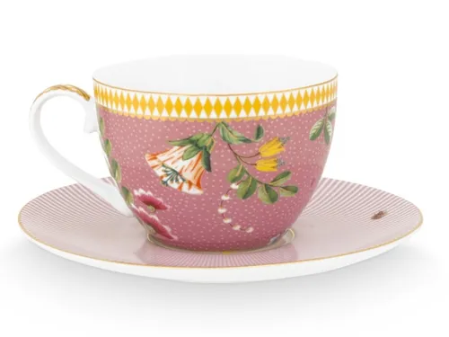 PiP Studio Tasse La Majorelle Tasse mit Untertasse pink 0,28 l, Porzellan, Cup & Saucer La Majorelle Pink 280ml