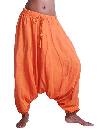 Orientalische Haremshose in Orangetönen - Bequeme Aladinhose für jeden Anlass - Zweiteilige Haremshose im Loose Fit mit elastischem Taillenbund für optimalen Komfort. Ideal für Freizeit, Yoga oder entspannte Tage. Hergestellt aus 100% Baumwolle in Nepal, vereint Stil und Bequemlichkeit.