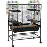 PawHut Hamsterkäfig - Geräumiger Nagerkäfig mit Röhren, Laufrad und Wasserflasche, ideal für Hamster und Rennmäuse, mobil und einfach zu reinigen