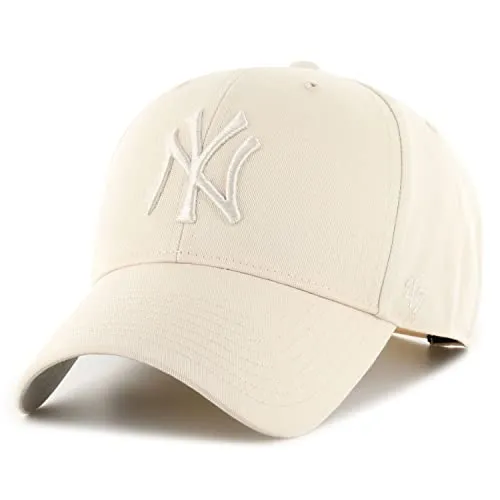 MLB New York Yankees Adjustable Cap - Beige - Unisex Baseballcap aus 65% Polyester und 35% Baumwolle, ideal für Freizeit und Sommer, mit verstellbarem Design für perfekten Sitz.