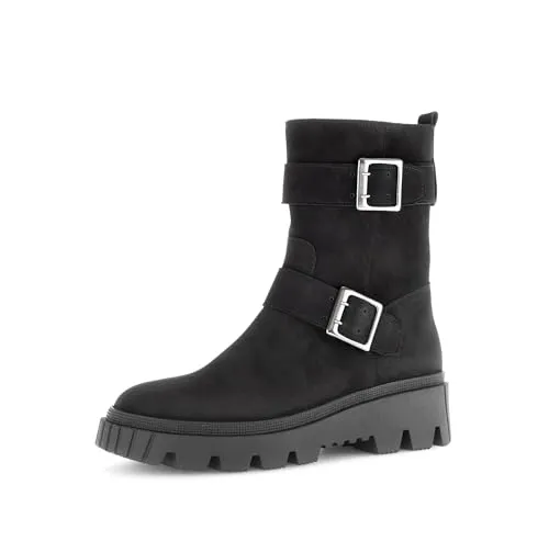 Gabor Damen Biker Boots, Frauen Stiefeletten,Best Fitting,Warmfutter,Winterschuhe,gefüttert,Stiefel,Bootee,schwarz(Altsilber),40 EU / 6.5 UK