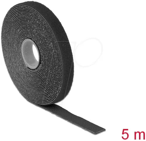 DELOCK 18711 - Klettband auf Rolle, 5 m x 13 mm, schwarz