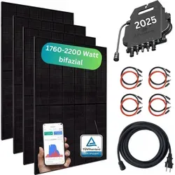 MyBasic Balkonkraftwerk 1760+ Watt – Premium transparent Variante - Solaranlagen mit 4x bifazialen Hochleistungsmodule und WLAN Wechselrichter (2025er Modell) für maximale Effizienz und 0 % MwSt. – Ideal für umweltbewusste Energienutzer!