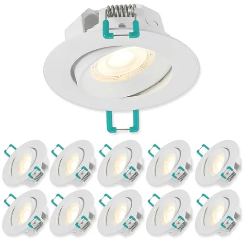SYLVANIA LED Einbaustrahler 230V | 10er Pack | Warmweiß - Einbauleuchten für das Bad, ultra-flaches Design von nur 30 mm, ideal für niedrige Decken und einfache Installation durch 68 mm Ausschnitt.
