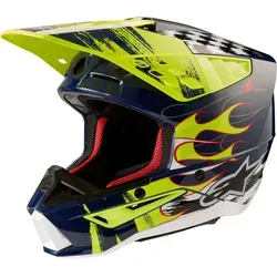 Alpinestars Motocrosshelm S-M5 Rash - Blau XXL (63/64) - Motorradhelm mit Notfallsystem-Polsterung (EQRS) für optimale Sicherheit und Komfort beim Endurofahren. Ideal für anspruchsvolle Fahrer!