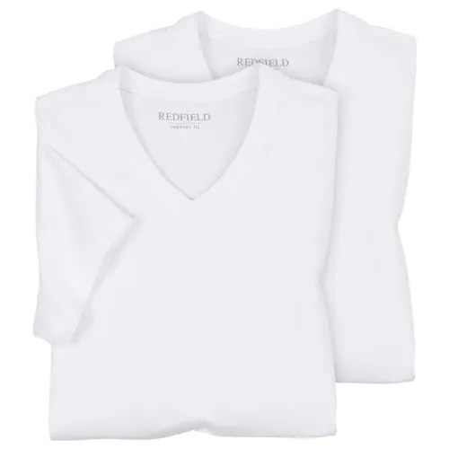 Redfield T-Shirt 2er-Pack XXL V-Ausschnitt Weiß - T-Shirts im Doppelpack mit elastischem V-Ausschnitt aus 100% Baumwolle - ideal für jeden Anlass und bequem unter Hemden oder Sweatshirts tragbar.