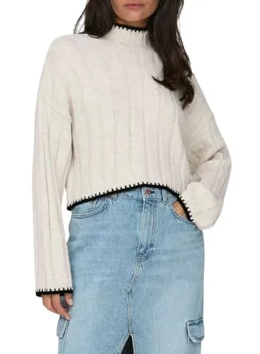 ONLY Female ONLCHICK Strickpullover - Eleganter Langarm-Strickpullover für Damen, hoch geschlossen und aus weichem Materialmix für optimalen Tragekomfort.