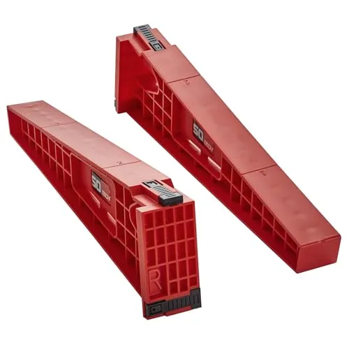 SOTECH 1 Paar Montagehilfen für Schubladenauszüge (links/rechts) 355 x 47,5 x 99,5 mm, rot, Einbauhilfe für Vollauszüge Teilauszüge Unterbau-Schubladenführungen