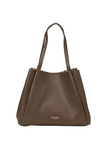 Marc O'Polo Leder Schultertasche Biana Shopper Faded Brown - Stilvolle Schultertasche aus 100% Leder mit geräumigem Hauptfach und praktischen Fächern. Perfekt für Ihren Alltag und ein elegantes Accessoire.