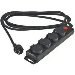 Gartensteckdosenleiste für Außen, 4-fach IP44, 3m Zuleitung, mit Schalter