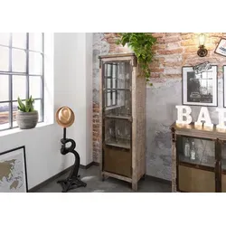 Vitrine Mango 60x40x180 braun lackiert HEAVY INDUSTRY #242 von Massivholzmöbel24