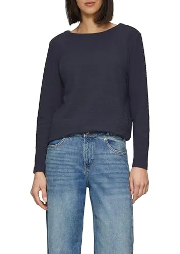 s.Oliver Sweatshirt - Relaxed Fit mit Strukturmuster - Damen Sweatshirt mit Rundhalsausschnitt, langen Ärmeln und seitlich geschlitztem Saum für optimalen Tragekomfort und lässigen Style.