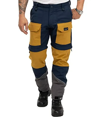 Rock Creek Herren Softshell Hose Cargohose Outdoorhose Wanderhose Herrenhose Wasserdicht Zip-Off Shorts Winterhose Trekkinghose H-309 Dunkelblau XL