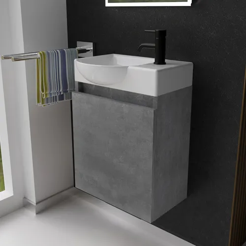 Alpenberger Gäste WC Waschbecken mit Unterschrank 45 cm | Modernes Badmöbel