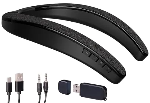 auvisio 2in1-Akku-TV-Nackenlautsprecher mit Bluetooth und Freisprechfunktion