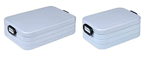 Mepal Lunchbox Take a Break Set – Nordic Blue - 2-tlg. Brotdosen-Set in hellblau, ideal für gesunde Snacks und Butterbrote. Robustes Design mit mikrowellengeeigneten Fächern, perfekt für unterwegs.