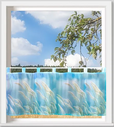 Weckbrodt Scheibengardine Schilfgras (1 St), Schlaufen, transparent, Voile, Bistro, Voile, floral, transparent, HxB 45x120cm, Gardine, Store