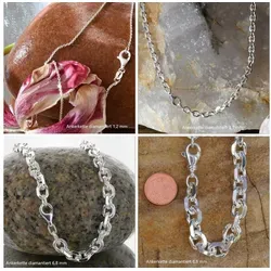 HOPLO Silberkette Ankerkette diamantiert Länge 80cm - Breite 3,7mm - 925 Silber, Made in Germany silberfarben 80 cm Herrengröße lang