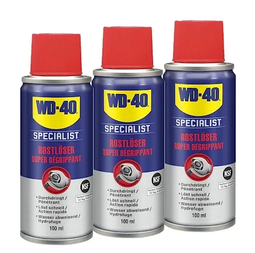 WD-40 Specialist Rostlöser 3x100 ml – Kriechöl mit Tiefenwirkung für festsitzende Schrauben und Metallteile, löst Rost in Sekunden, verdrängt Feuchtigkeit, hinterlässt langanhaltenden Korrosionsschutz