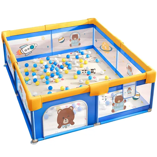 Laufgitter 126x126cm Baby faltbar in blau von ECOSA