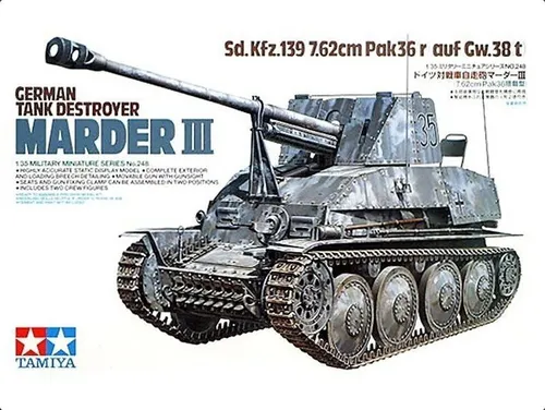 Tamiya 35248 German Tank Destroyer Marder III - Maßstab 1:35 - Militärmodell aus hochwertigem Kunststoff, detailgetreu und ideal für Modellbau-Enthusiasten.