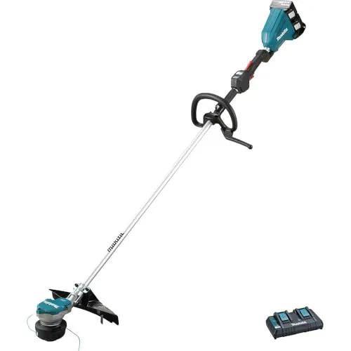 Makita DUR368LPT2 Fadentrimmer mit 2 x 5,0 Ah Akkus - Elektrisches Gartenwerkzeug mit 350 mm Schnittdurchmesser und innovativer Active Feedback Sensing Technology für effizientes Trimmen.