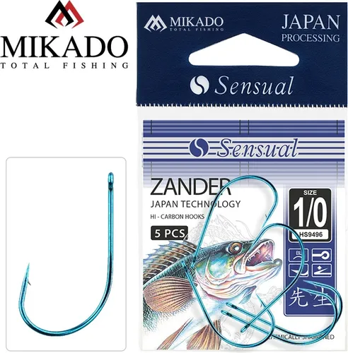 MIKADO ZANDER blaue starke Hi Carbon Raubfischhaken #2 5 x