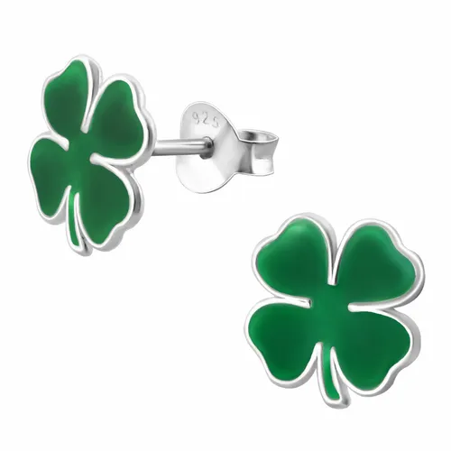 Kleeblatt Glücksbringer Ohrringe 925 Silber in grün von Monkimau