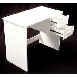 Computertisch Gamingtisch Schreibtisch weiß mit 2 Schubladen