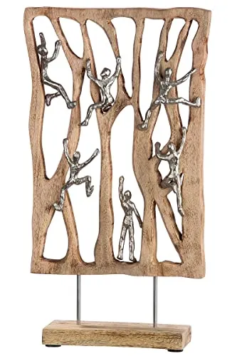 GILDE Deko Skulptur XL Climbing Wall - Elegante Wandskulptur - Wandskulpturen aus Holz und Aluminium, Höhe 54 cm, stilvoll und modern für jeden Wohnraum, ideal als Geschenk zu besonderen Anlässen.