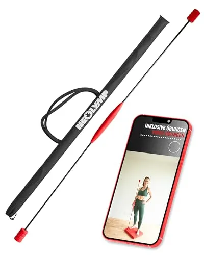 NEOLYMP Schwingstab Fitness 160cm - Ergonomischer Gymstick mit Tragetasche - Krafttraining Anbaugeräte: Der verstellbare Schwingstab mit Anti-Rutsch-Griff bietet effektives Training für Muskelaufbau und Fettverbrennung, ideal für Zuhause und unterwegs.
