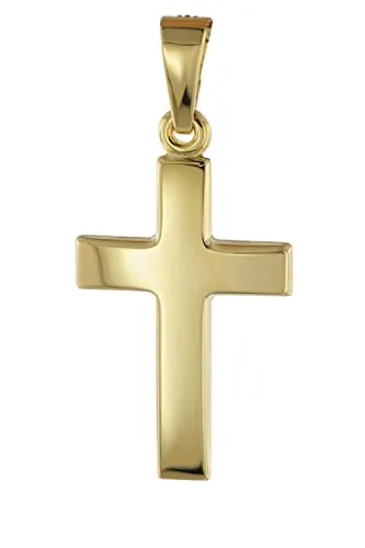 trendor 08609 Anhänger 585 Gold Kreuz 18 mm - Hochwertiger Kreuz-Anhänger aus 14-karätigem Gelbgold, hochglanzpoliert und Made in Germany – ein zeitloses Schmuckstück für jeden Anlass.
