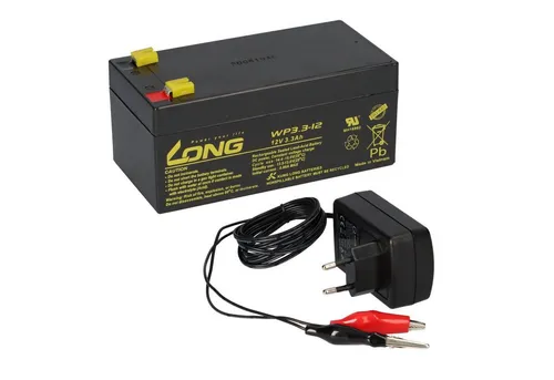 Akkuman.de AGM Blei Akku Batterie 12V 3,3Ah mit Ladegerät - Batterien & Akkus – Leistungsstarker AGM Bleiakku mit 3,3Ah, ideal für zuverlässige Stromversorgung und inklusive Ladegerät für sofortige Nutzung.
