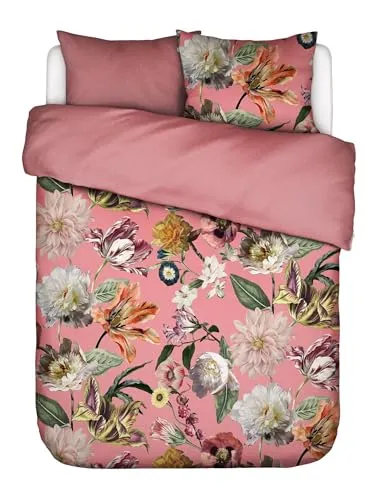 Essenza Wendebettwäsche Filou in Mauve, 200x200 cm - Bettwäsche-Set aus Satin (200x200 cm) mit Blumen-Motiv, Oeko-Tex® zertifiziert, hautsympathisch und temperaturregulierend – ideal für erholsame Nächte und Allergiker.