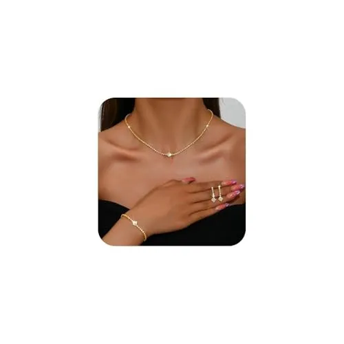 FDEETY Schmuckset für Damen Elegante Strass Halskette Armband Ohrringe Kristall Brautschmuck Set Hypoallergen Hochzeitsschmuck Hochzeit Modeschmuck für Mädchen
