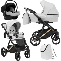 Kinderwagen LAZZIO PREMIUM Sportwagen Babywagen Babyschale Komplettset Kinder Wagen Autositz Set 3 in 1 (LAZ-09, Rahmenfarbe: Kupfer)