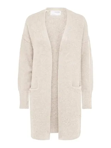 Damen Selected Lange Strickjacke mit Taschen | Knitted Coat SLFLULU - Strickjacke für Damen in Midilänge mit zwei praktischen Taschen und elegantem Strukturmuster, ideal für einen lässigen Look.