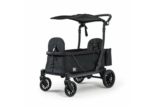 KETTLER Klappbollerwagen COMPACT, Schwarz - Bollerwagen für Kinder, zusammenfaltbar mit Sonnendach und Feststellbremse. Ideal für Ausflüge, Traglast bis 70 kg, höhenverstellbarer Schiebegriff, kompakt und praktisch.