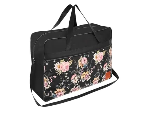 Granori Reisetasche 55x40x20 cm - Leichte Handgepäck-Tasche mit Blumen-Muster für Damen - Stylische Handgepäck-Tasche mit über 40l Volumen, ideal für zahlreiche Fluggesellschaften. Wasserabweisend, leicht und mit Trolleyhalterung für bequemes Reisen.