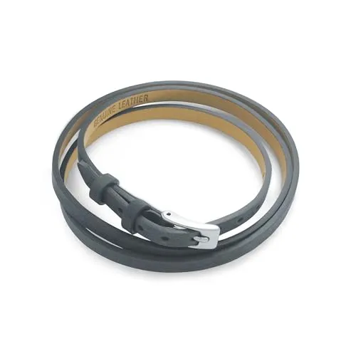 DUR Schmuck Armband, Lederarmband, Wickelarmband 62 cm A1704 grau-blau