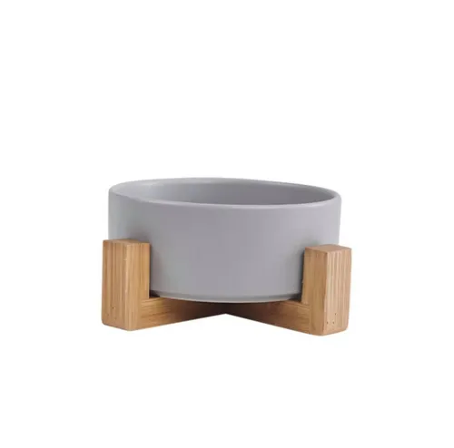 lous Futternapf aus Keramik - Hundefressnapf mit Bambusständer, Keramik