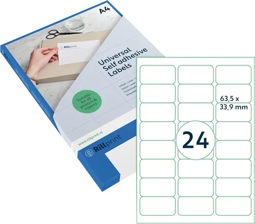 rillprint Universal-Etiketten 63,5 x 33,9 mm transparent 600 Etiketten